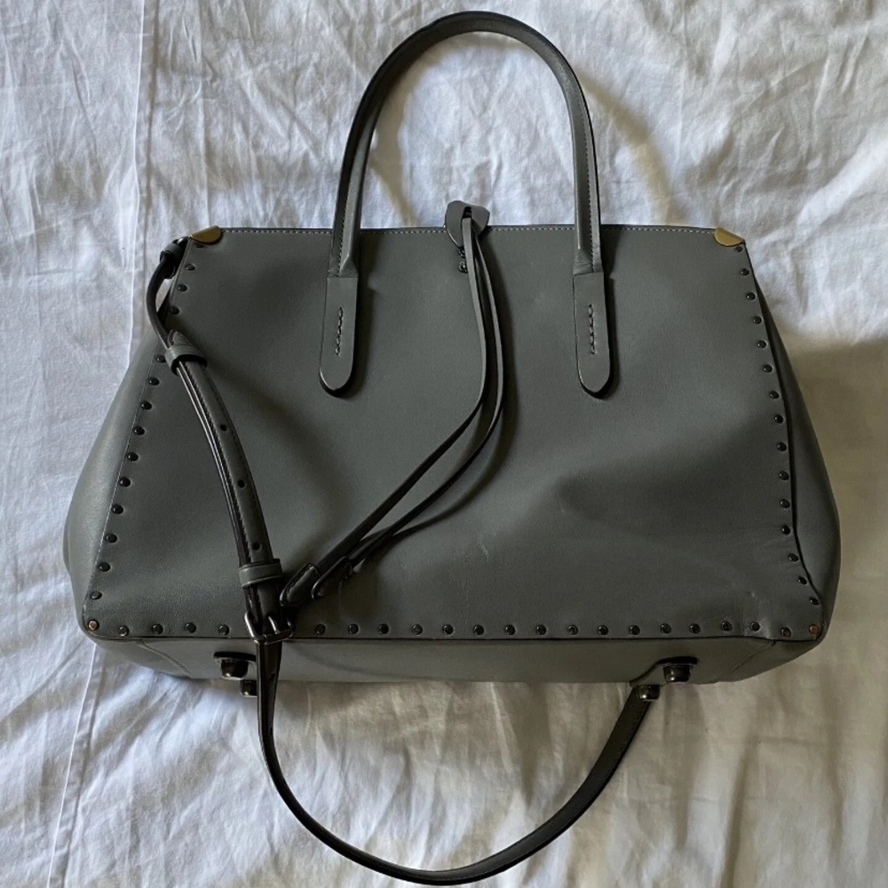 Coach 1941 Cooper Carryall Rivets Heather Gray Glovetanned Leather 31932 Rogue - Picture 9 of 12